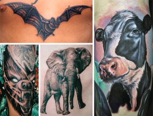 Colored Wild Animal Tattoos