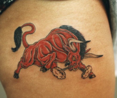 Running Red Bull Animal Tattoo