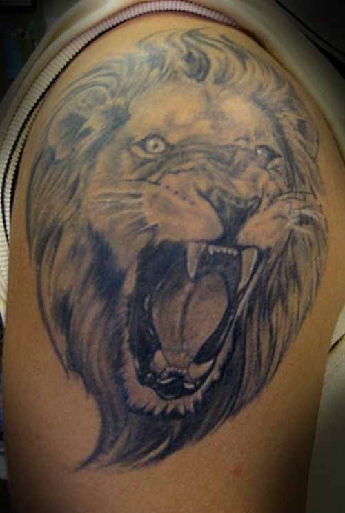 Roaring Lion Head Animal Tattoo