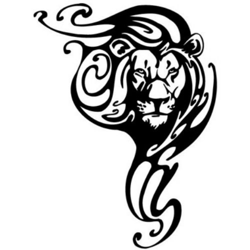 Black Tribal Lion Animal Tattoo Design