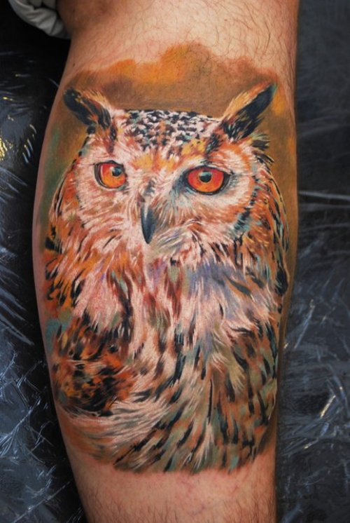 Color Ink Owl Animal Tattoo