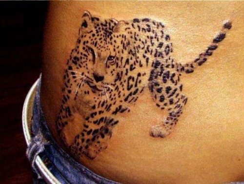 Leopard Animal Tattoo On Side