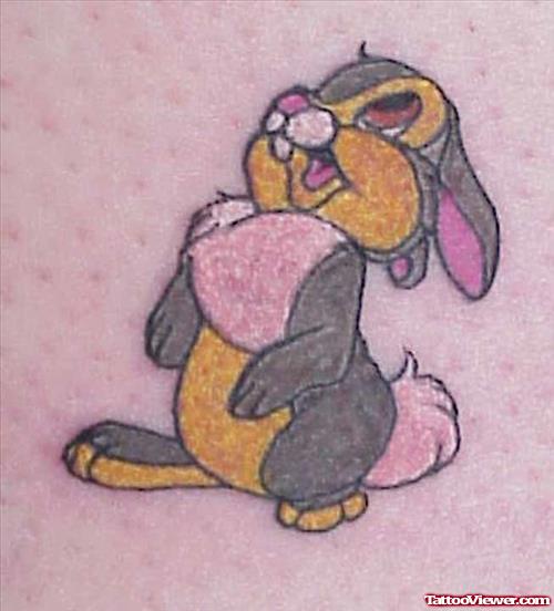 Colored Animated Rabbit Tattoo