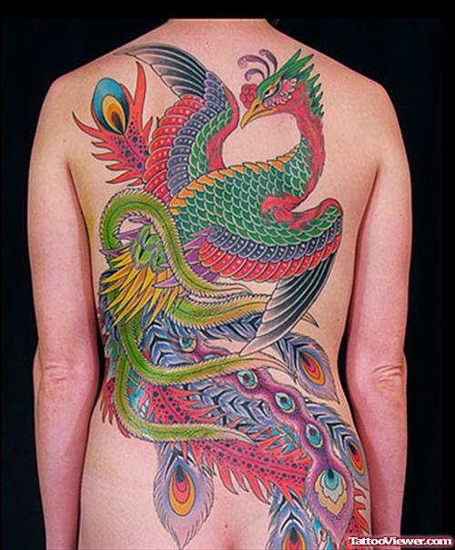 Color Ink Phoenix Animated Tattoo On Back