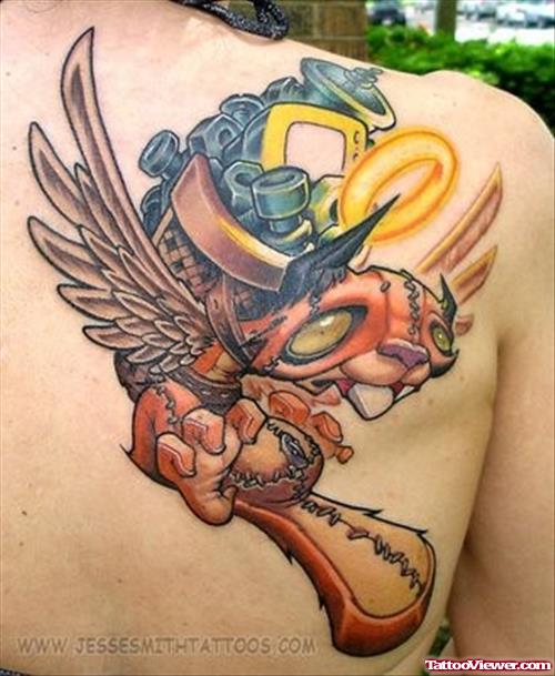 Animated Tattoo On Right Back Shoulder