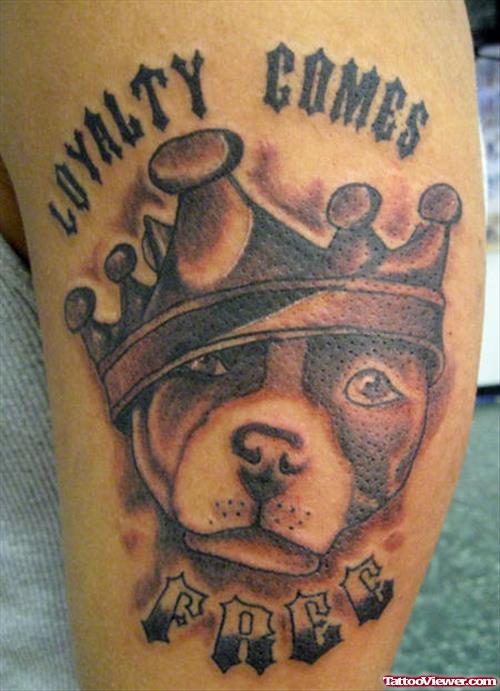 Loyalty Comes Animated Dog Head Tattoo