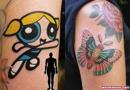 Color Ink Power Puff Girl Animated Tattoo