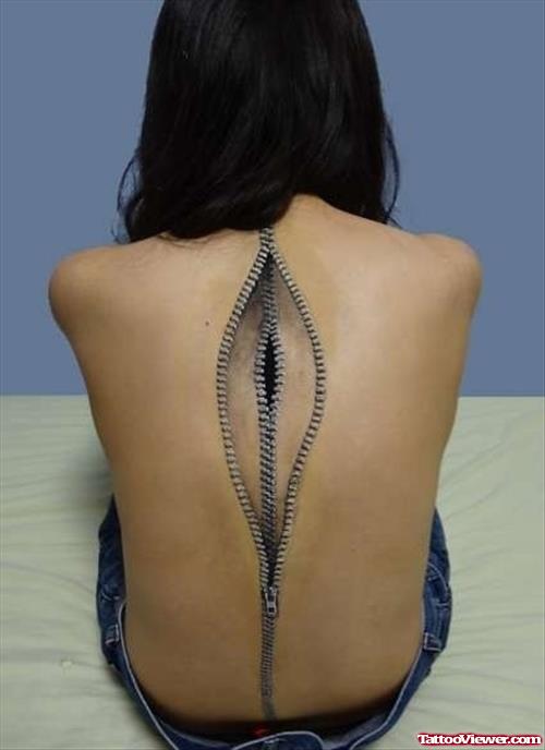 Zipped Animated Tattoo On Back