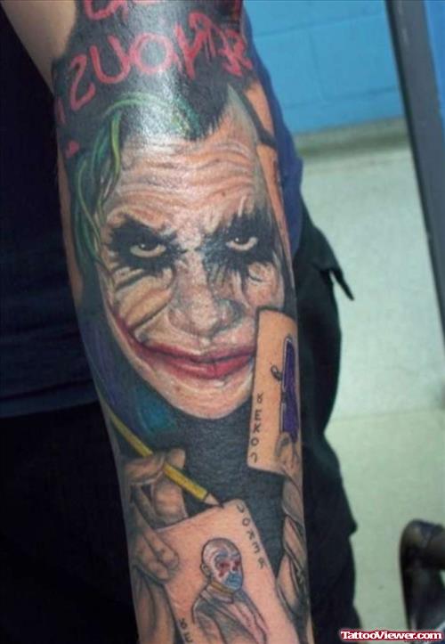 Animated Joker Tattoo On Sleeve