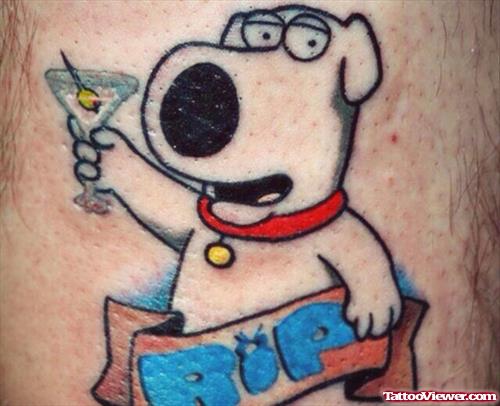 Color Ink Animated Dog Tattoo
