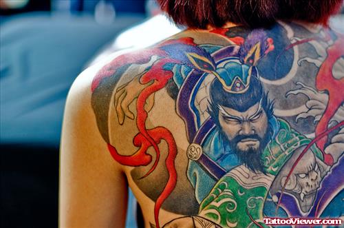 Colored Animated Tattoo On Back