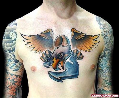 Angel WInged Eagle Animated Tattoo On Man Chest
