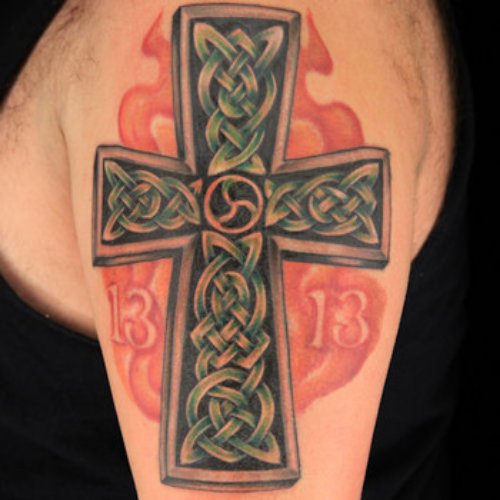 Celtic Cross Animated Tattoo On Shoulder