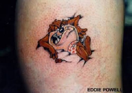 Beautiful Animated Taz Tattoo On Leg