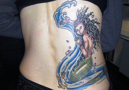 Animated Mermaid Tattoo On Back