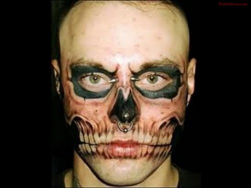 Animated Skull Face Tattoo