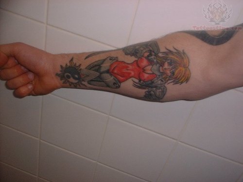 Anime Color Tattoo On Arm