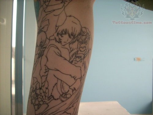 Outline Anime Tattoo On  Bicep