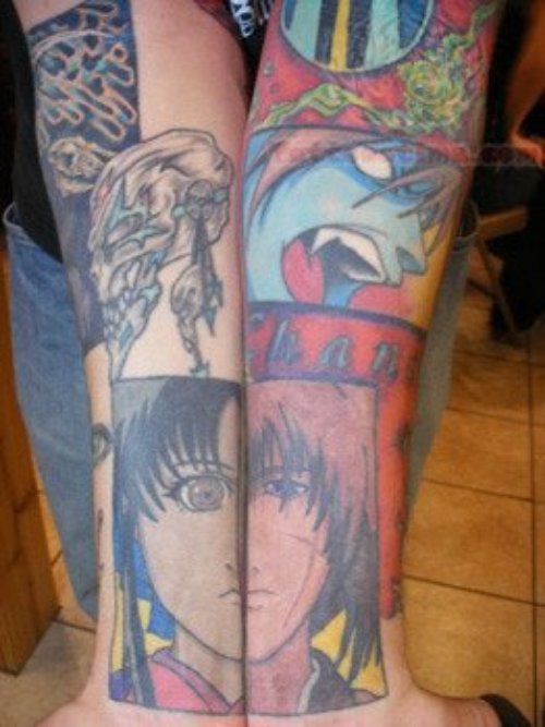 Anime Portrait Color Tattoos On Wrists