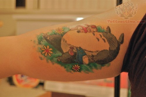 Japanese Anime Tattoo On Muscles