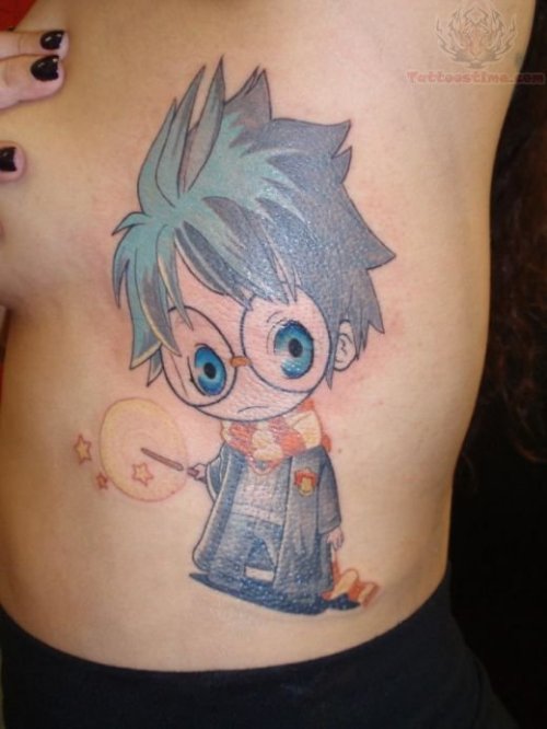 Anime Harry Potter Tattoo On side Rib