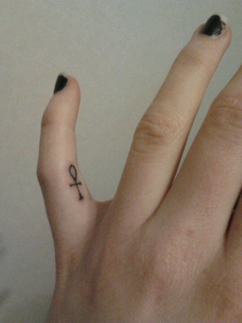 Ankh Tattoo On Index Finger
