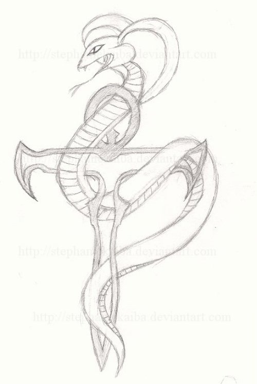 Snake And Ankh Tattoo Design