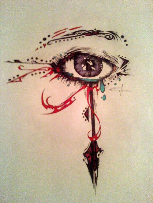 Egptian Horus Eye Ankh Tattoo Design