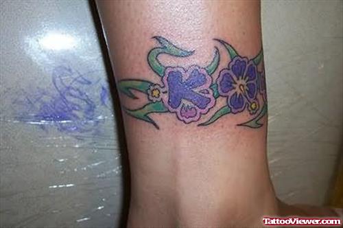 Vine Purple Ink Tattoo On Ankle