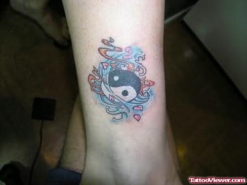 Yin Yang Tattoo On Ankle For Girls