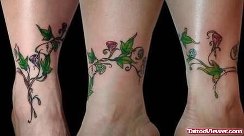 Vine Flower Tattoo On Ankle