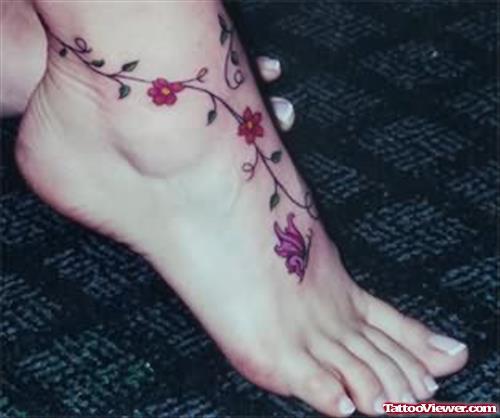 Amazing Flower Tattoo On Ankle
