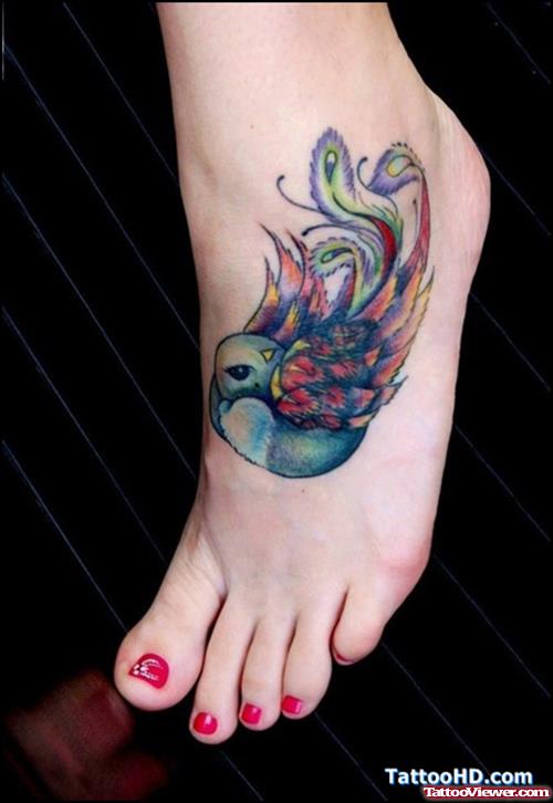 Colored Flower Ankle Tattoo