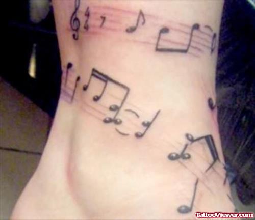 Music Notes Ankle Tattoo