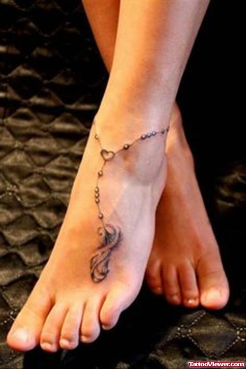 Left Ankle  Rosary Tattoo