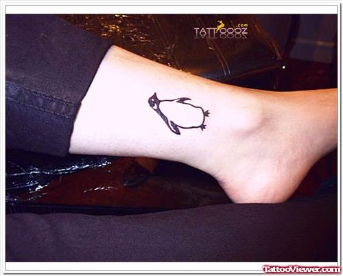 Outline Penguine Ankle Tattoo