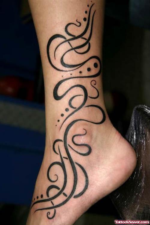 Beautiful Black Tribal Ankle Tattoo