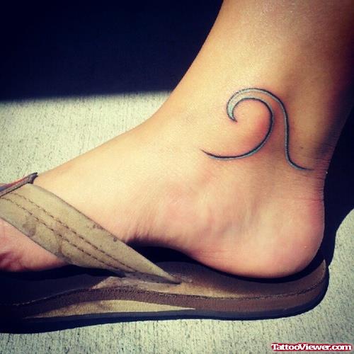Water Wave Tattoo On Ankle