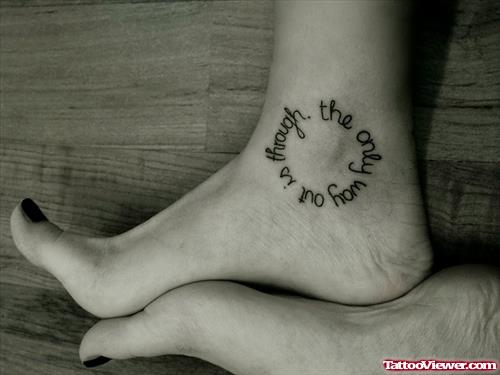 Lettering Circle Ankle Tattoo