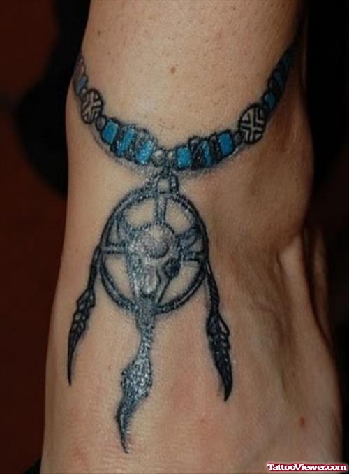 Amazing Dreamcatcher Tattoo On Left Ankle