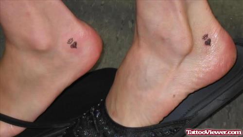 Tiny Crown Hearts Ankle Tattoos