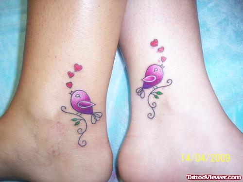 Heart Bubbles And Fish Ankle Tattoos