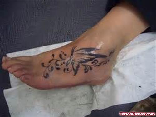 Large Butterfly Ankle Tattoo