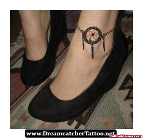 Dreamcatcher Left Ankle Band Tattoo