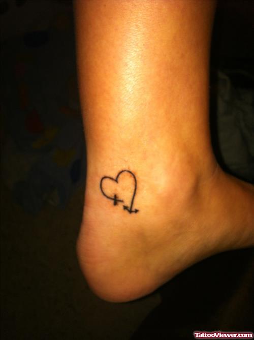 Cross And Anchor Heart Ankle Tattoo