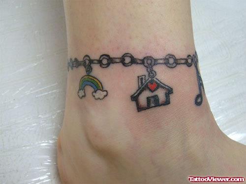 Awesome Grey Ink Ankle Band Tattoo