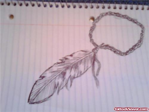 Feather Rosary Ankle Tattoo Design