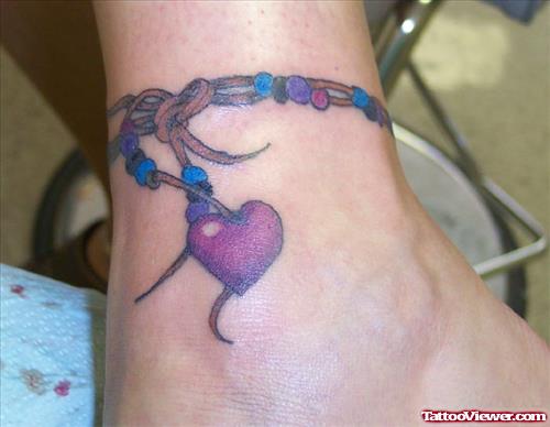 Colored Ankle Bracelet Tattoo