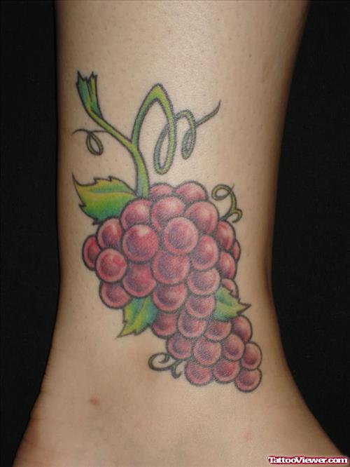 Color Ink Grapes Ankle Tattoo