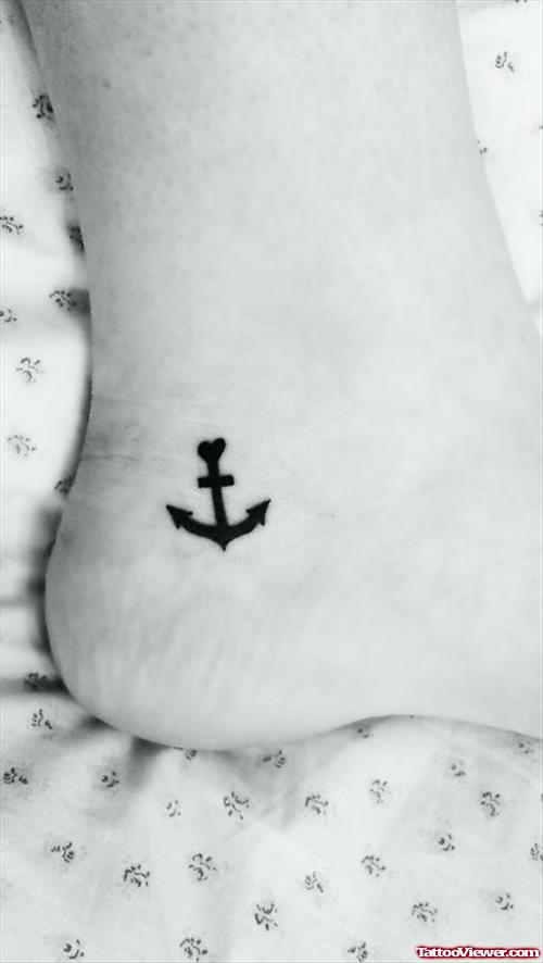 Awesome Black Anchor Tattoo On Ankle